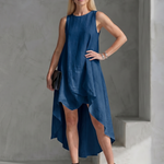 Talnia | Sleeveless High Low Flowing Shape Midi Dress