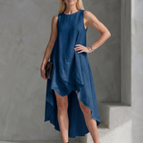 Talnia | Sleeveless High Low Flowing Shape Midi Dress