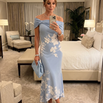 Sabwynne | Off Shoulder Draped Neckline Midi Dress