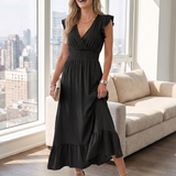 Fleurlia | Ruffle Sleeve Smocked Waist Midi Dress