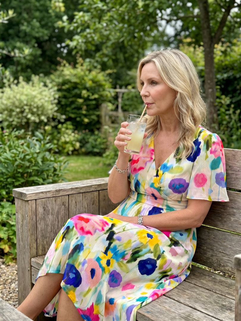 Daldra | Flutter Sleeve Gathered Waist Floral Print Midi Dress
