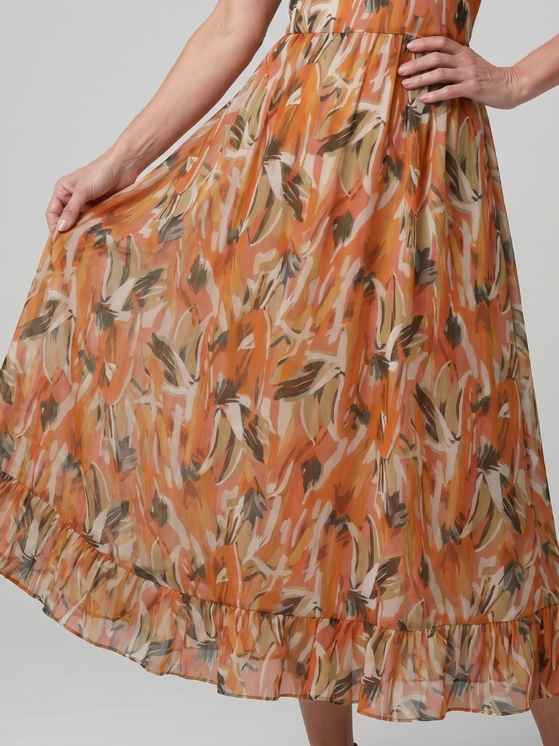 Marwyn | Spaghetti Strap Abstract Print Midi Dress