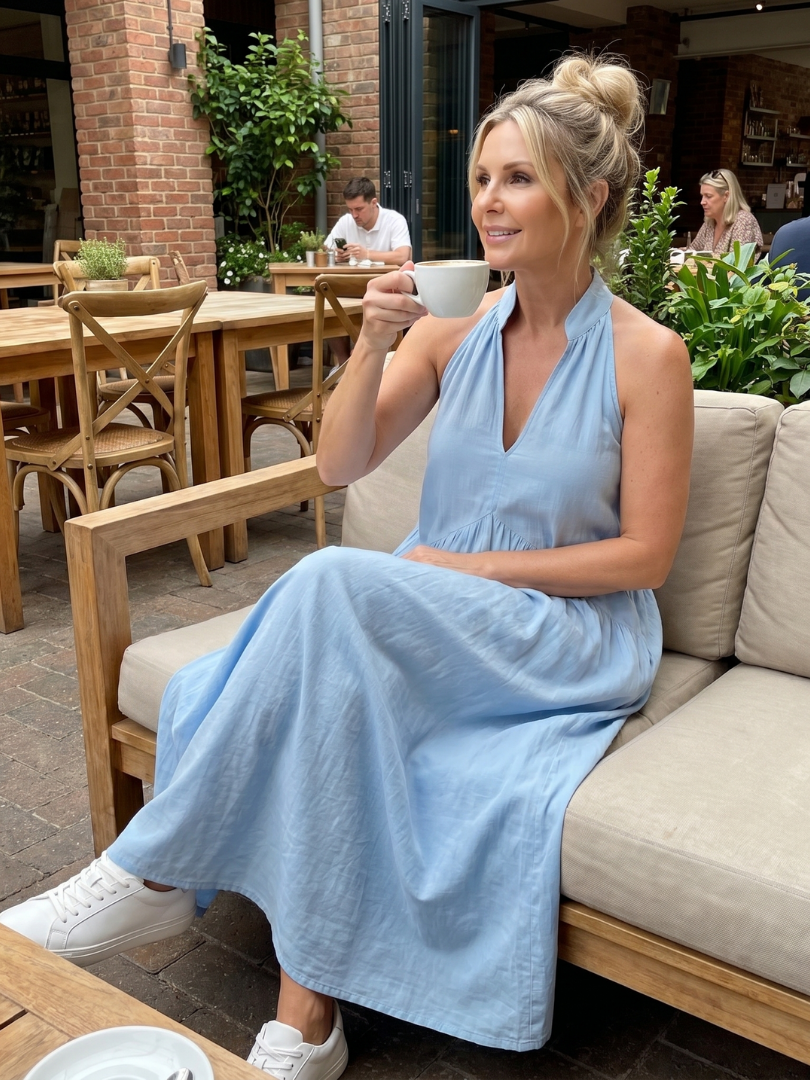 Elibelle | Halter Neck Relaxed Flowing Silhouette Midi Dress
