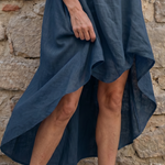 Rosthea | Flowing High Low Clean Neckline Midi Dress