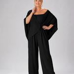Nevsia | Draped Off Shoulder Top And Wide Leg Pants Set