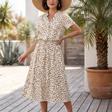 Milrin | Printed Button Front Belted Midi Dress