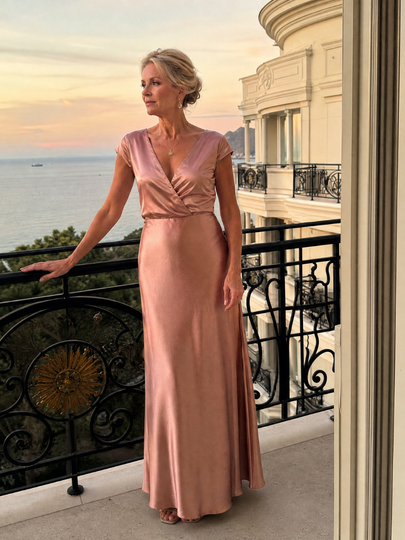 Dellora | Cap Sleeve Wrap Bodice Maxi Dress