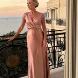 Dellora | Cap Sleeve Wrap Bodice Maxi Dress