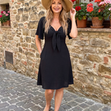Surivia | Short Flutter Sleeve Flared Skirt Mini Dress
