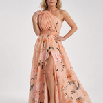 Dahina | Floral Print One Shoulder Belted Maxi Dress