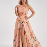 Dahina | Floral Print One Shoulder Belted Maxi Dress