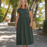 Linnette | Minimal Short Sleeve Relaxed Midi Dress