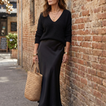 Lunwyn | Bias Fall Satin Skirt Knit Layer Set