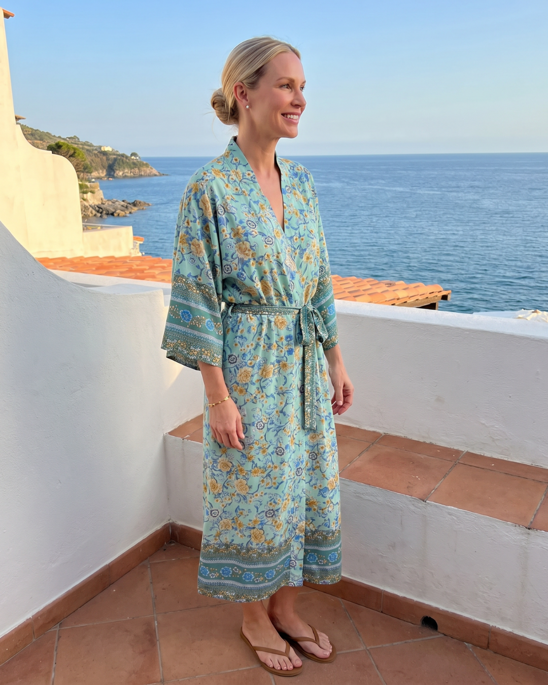 Fiossa | Floral Satin Wrap Lounge Robe
