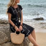 Noralia | Short Sleeve Abstract Print Knee Length Dress