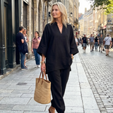 Perrina | V Neck Tunic Gathered Trouser Set