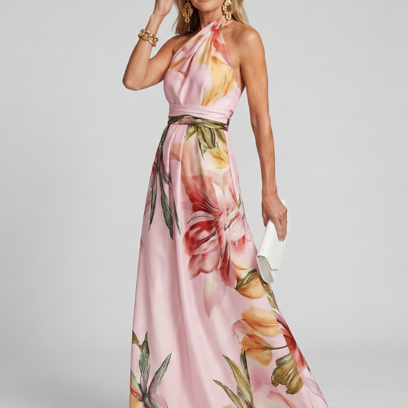 Isassa | Soft Halter Flowing Skirt Maxi Dress