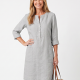 Haletta | Button Front Sleeve Knee Length Dress