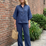 Frebeth | Button Front Relaxed Tunic Trouser Set