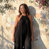Gretabeth | Pleated Halter Neck Wide Leg Relaxed Jumpsuit