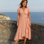 Vallette | Floral Wrap Ruffle Midi Dress