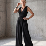 Renna | Deep V Waist Defined Wide Leg Jumpsuit