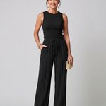 Dorney | Sleeveless Smooth Wide Leg Pants Set