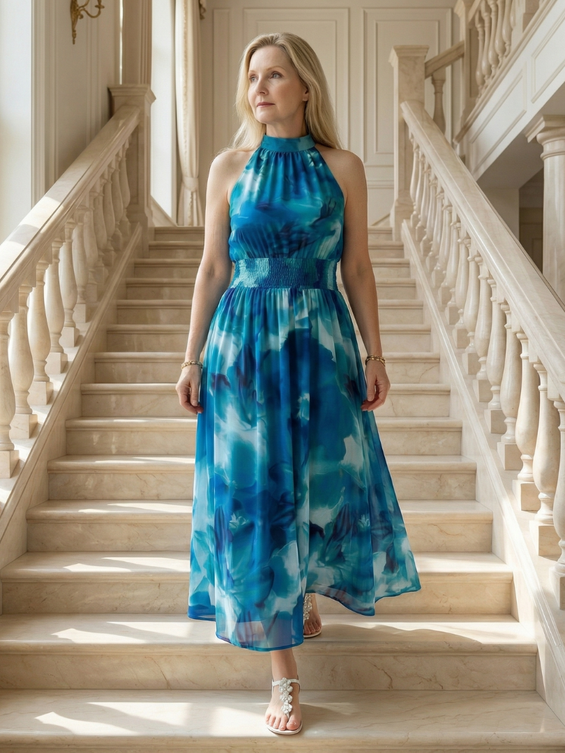 Penlora | Gathered Halter Midi Dress