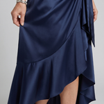 Mirwyn | Halter Neck Wrap Asymmetric Hem Midi Dress