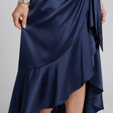 Mirwyn | Halter Neck Wrap Asymmetric Hem Midi Dress
