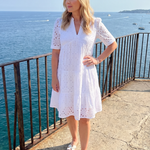 Isarina | Short Sleeve Eyelet Detail Knee Length Dress