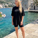 Clasia | Short Sleeve Crew Neck Top And Biker Shorts Set