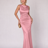 Talette | Sleeveless Boat Neck Fitted Maxi Dress