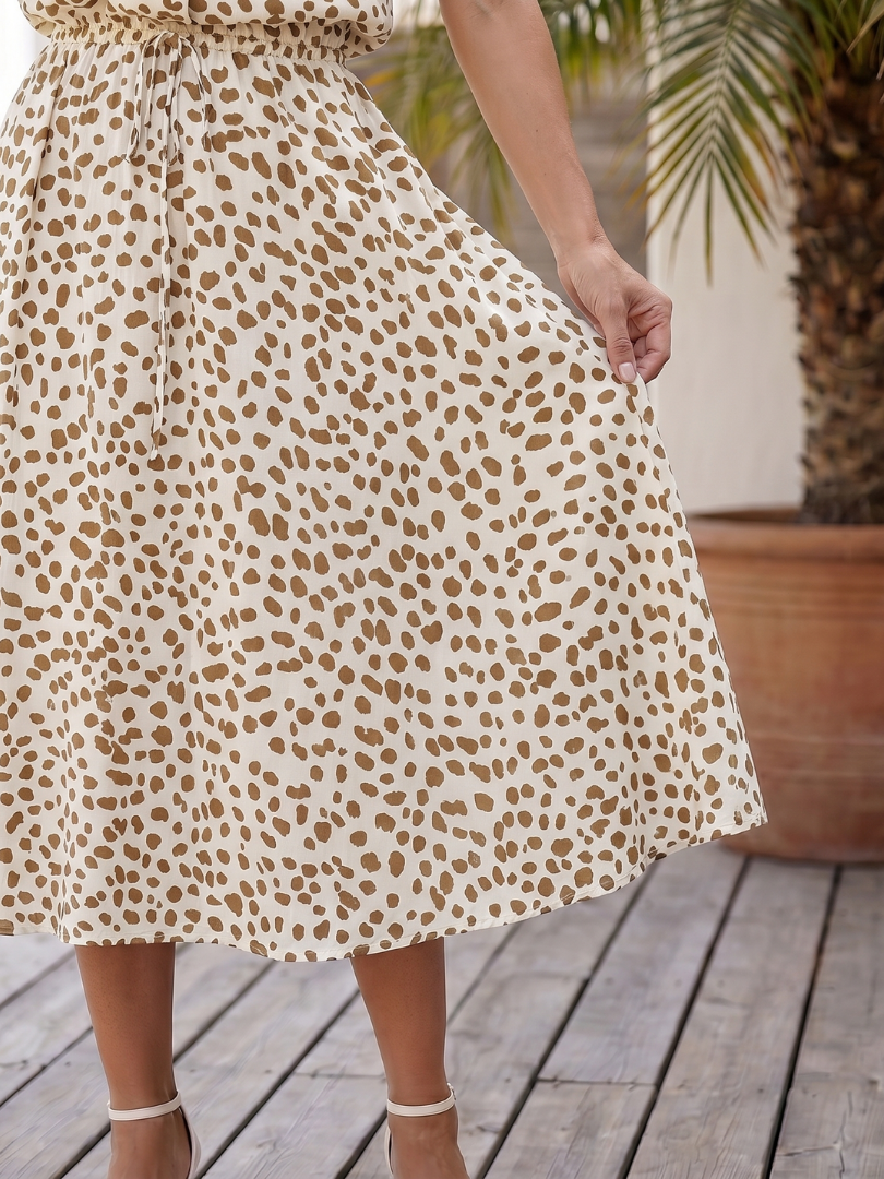 Milrin | Printed Button Front Belted Midi Dress