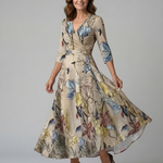 Liasette | Cross Wrap Neck Midi Dress
