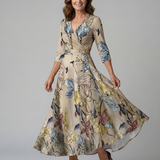 Liasette | Cross Wrap Neck Midi Dress