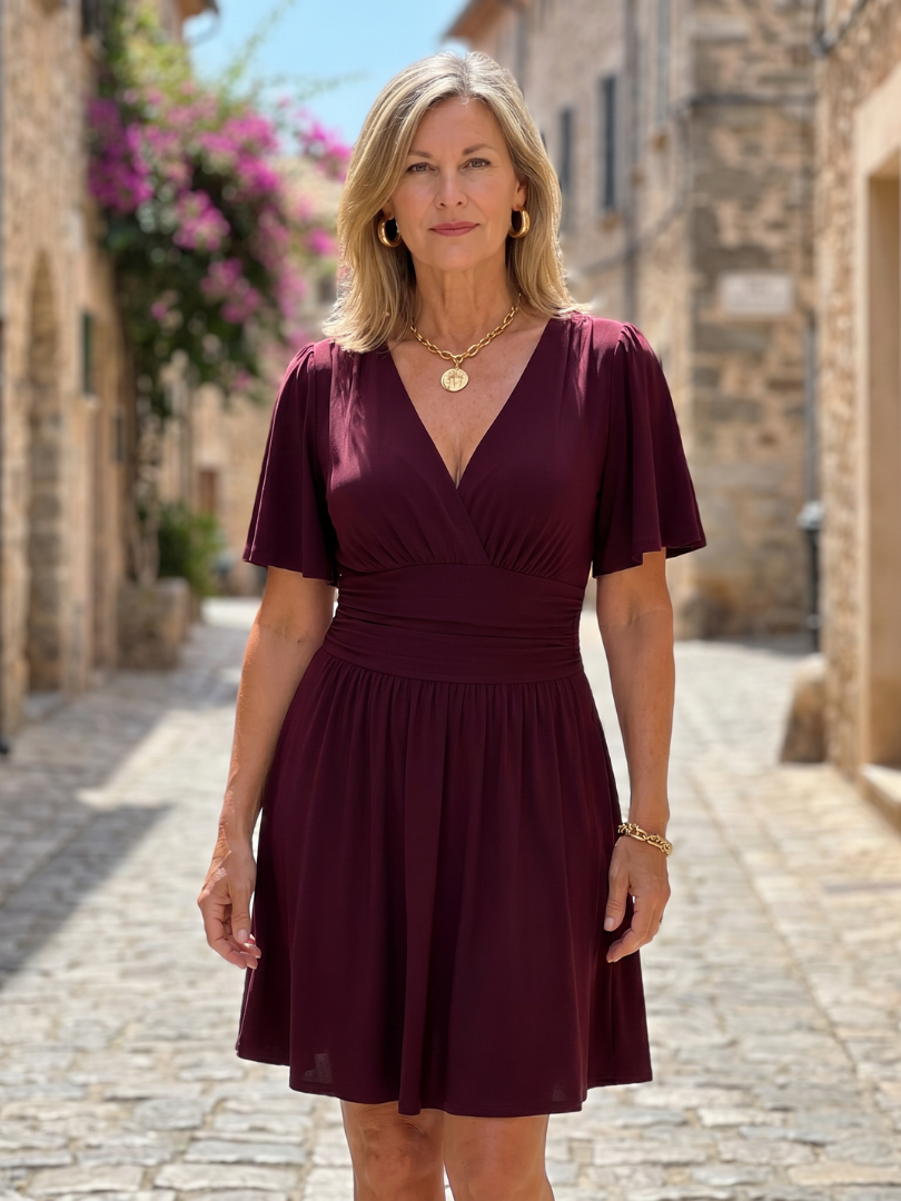 Corada | Flutter Sleeve V Neck Mini Dress