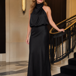 Taliana | Sleeveless Draped Neck Midi Dress