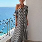 Vesrose | Striped Empire Waist Midi Dress