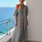 Vesrose | Striped Empire Waist Midi Dress