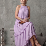 Vidassa | Tiered Ruffle Halter Maxi Dress