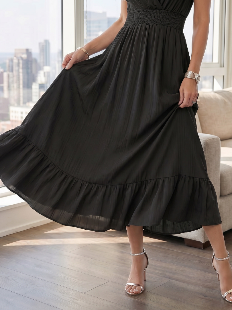 Fleurlia | Ruffle Sleeve Smocked Waist Midi Dress