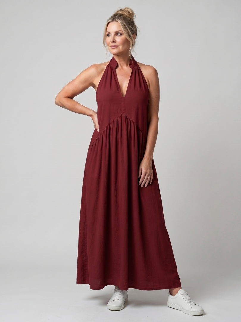 Elibelle | Halter Neck Relaxed Flowing Silhouette Midi Dress