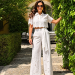 Elobelle | Lace Button Front Two Piece Pant Set