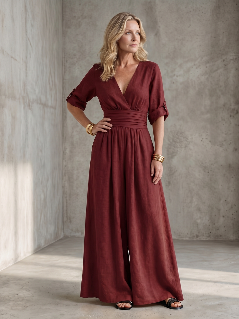 Wrennamae | Cross Front Wide Leg Jumpsuit