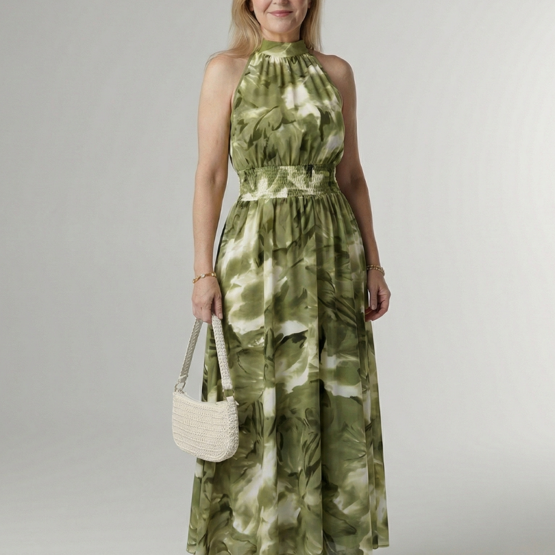 Penlora | Gathered Halter Midi Dress