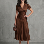 Mirna | Pleated Waistline Stripe Midi Dress