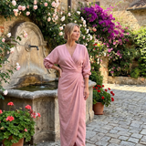 Senda | Long Sleeve Wrap Overlap Skirt Midi Dress