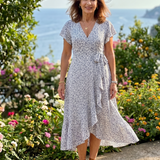 Vallette | Floral Wrap Ruffle Midi Dress