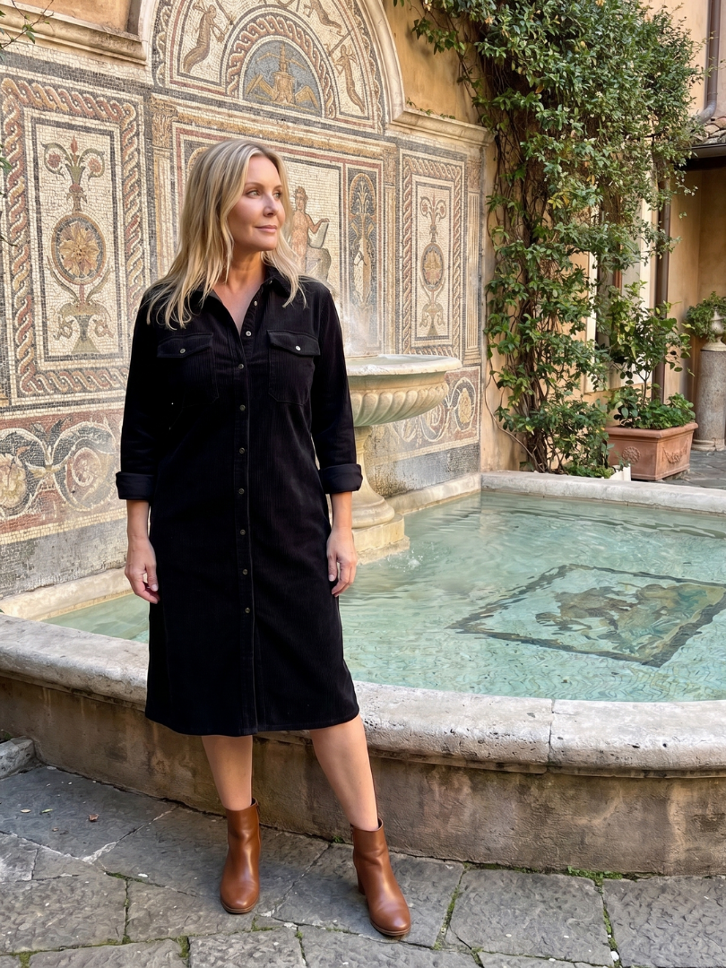 Kalney | Long Sleeve Patch Pockets Midi Dress